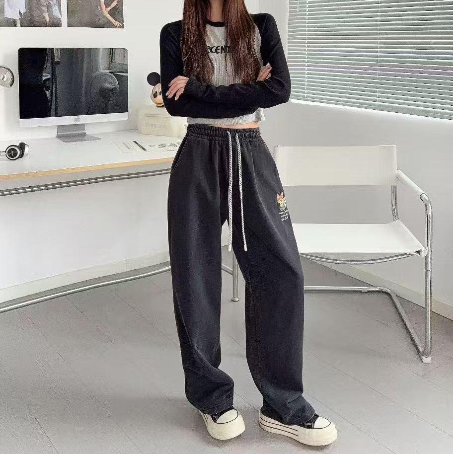 歆和纸袋09076相濡以沫纯棉炒色毛圈直筒裤休闲裤长裤松紧腰卫裤