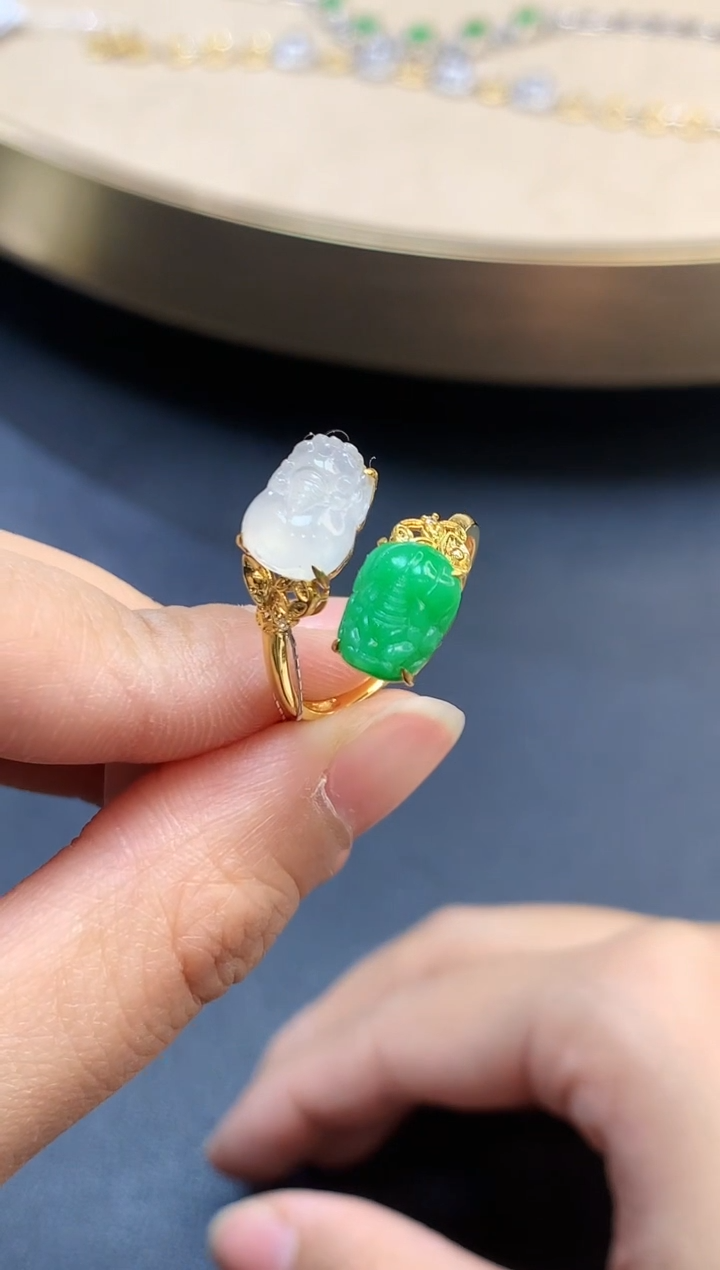 【闪购商品】翡翠戒指18K金镶嵌1319　