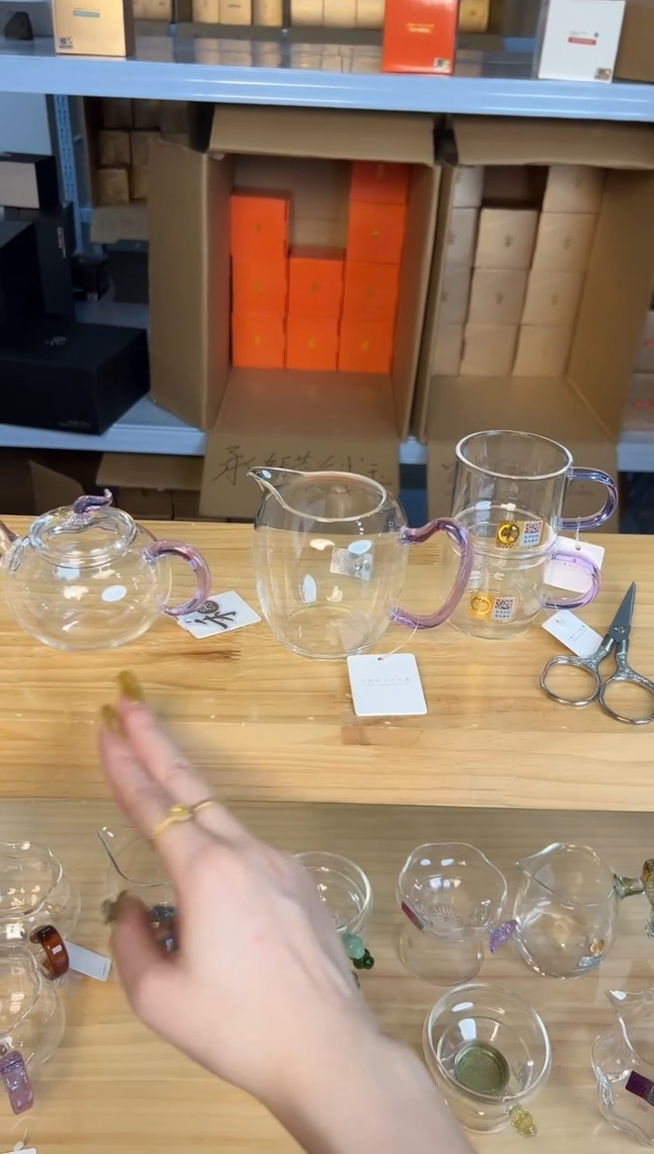 丰登壶+珑然+逸杯一对 浅紫+茶剪