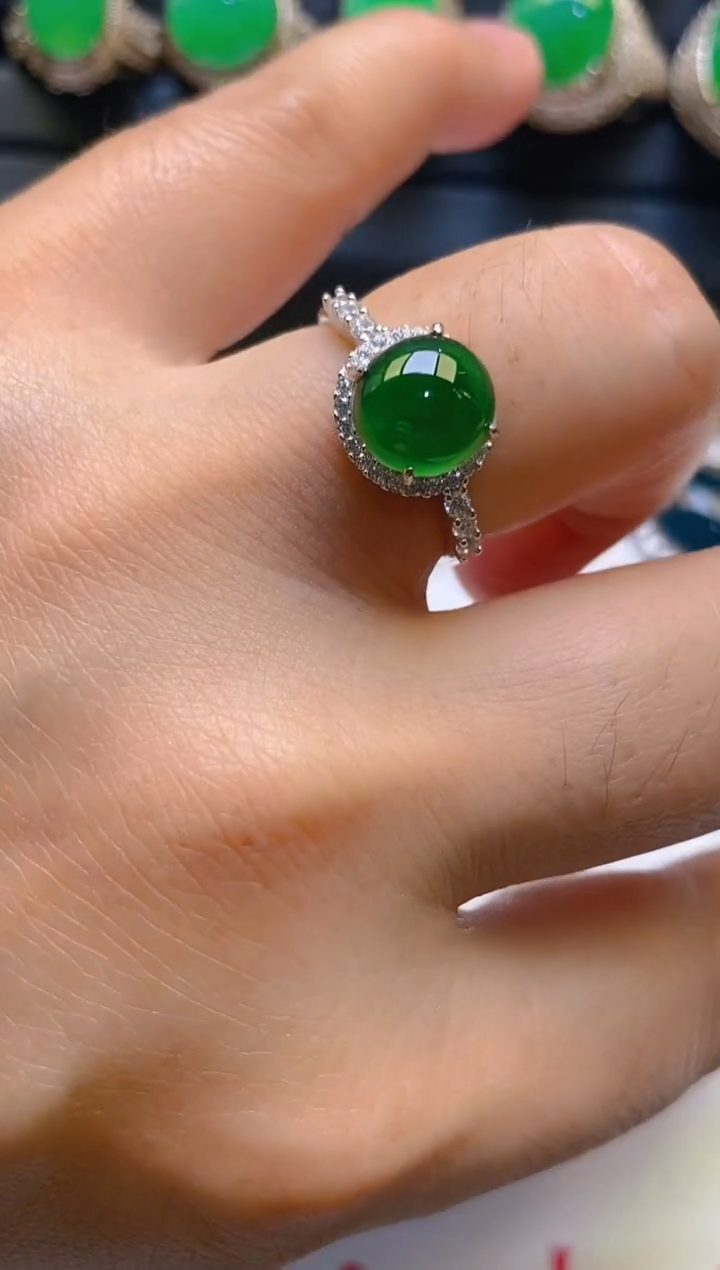 【闪购商品】翡翠耳饰银S925镶嵌天然A货翡翠1