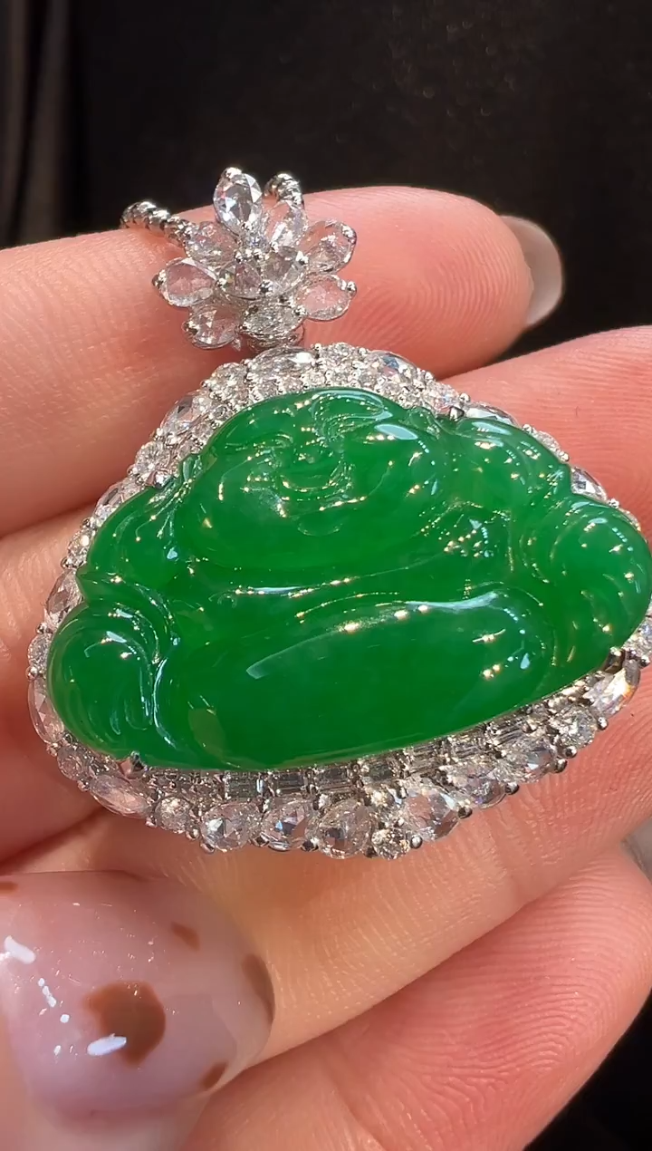 吊坠(不含链)18K金镶嵌翡翠AL6