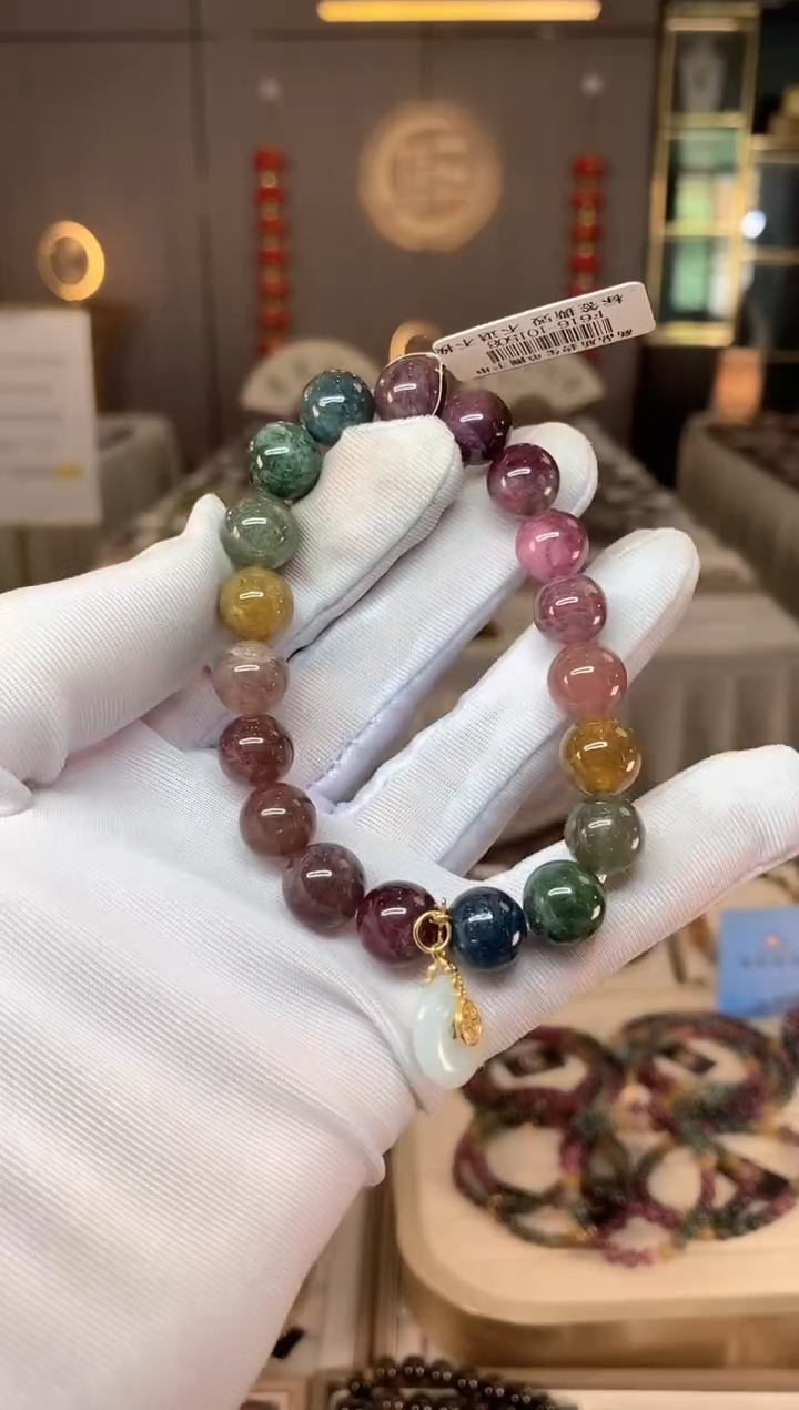 未镶嵌老矿碧玺彩虹单圈手串10mm+碧玺多样性发货一条xion