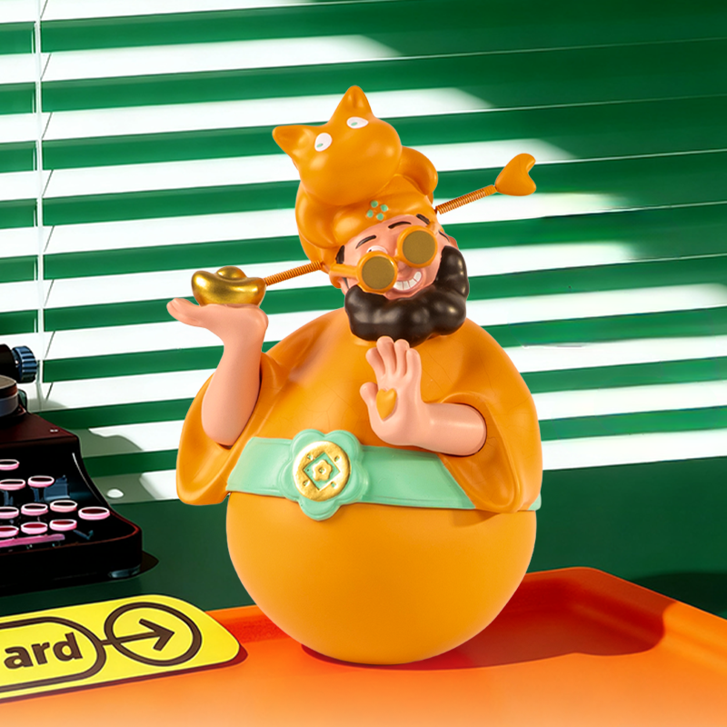 四喜财神摆件姜黄色绿腰款（秋福到）入户玄关招财品装饰乔迁礼物