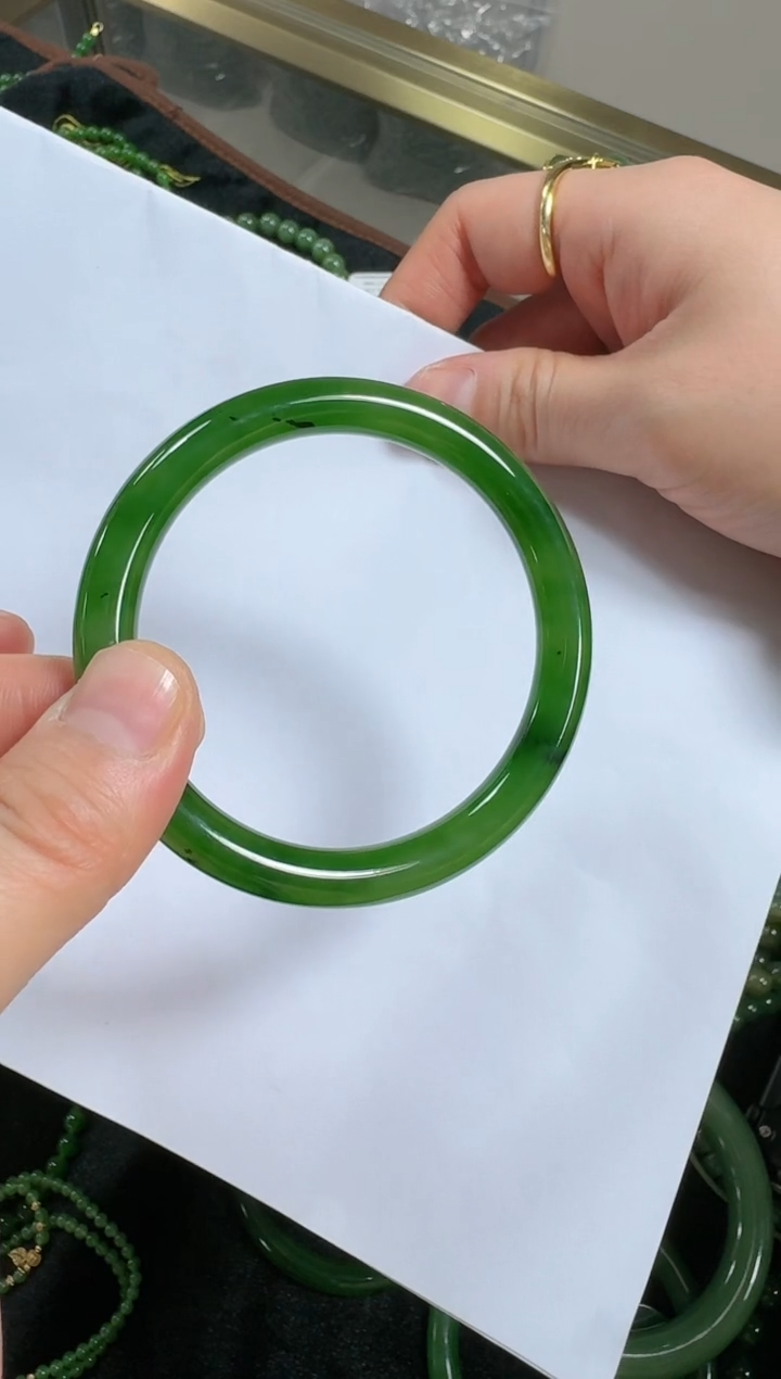 【闪购商品】和田玉（碧玉）未镶嵌手镯52冰洋绿