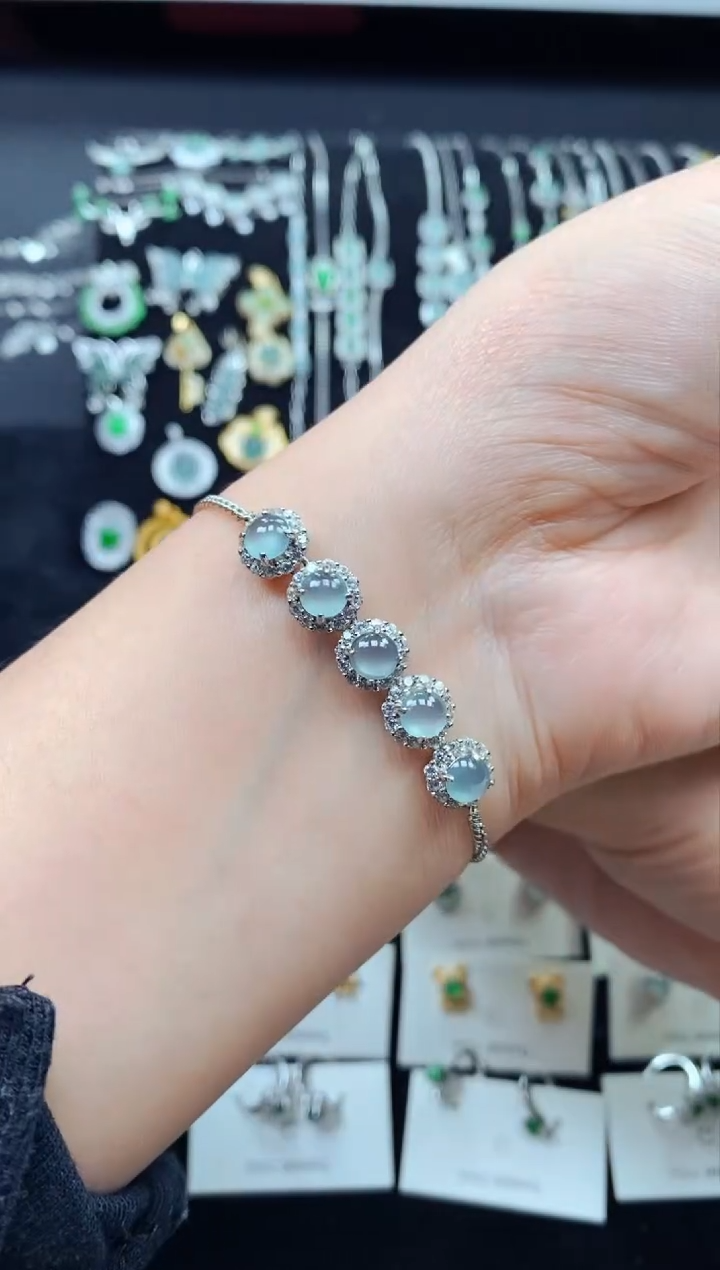 【闪购商品】翡翠手链银S925镶嵌2763