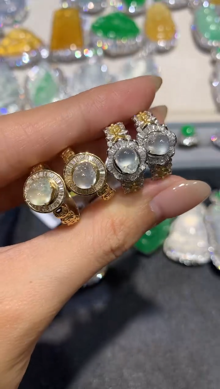 【闪购商品】翡翠戒指18K金镶嵌q496多样性一件发货备注颜色