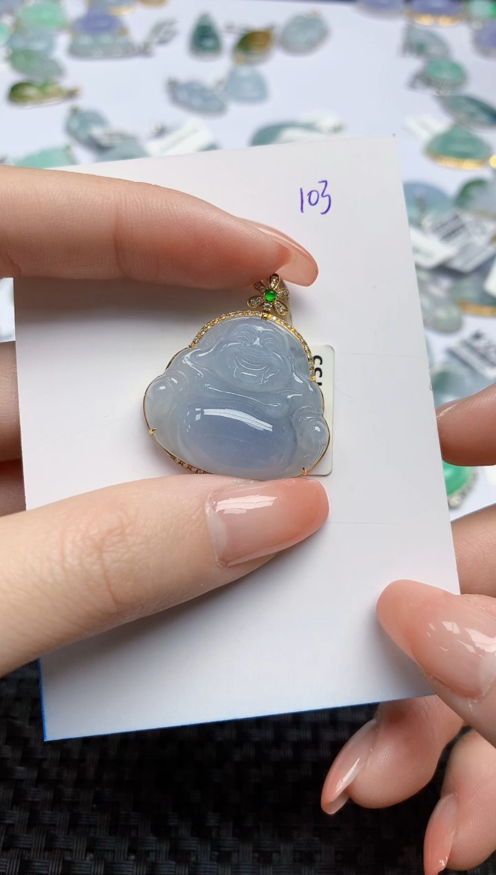 【闪购商品】翡翠颈饰18K金镶嵌天然翡翠A货