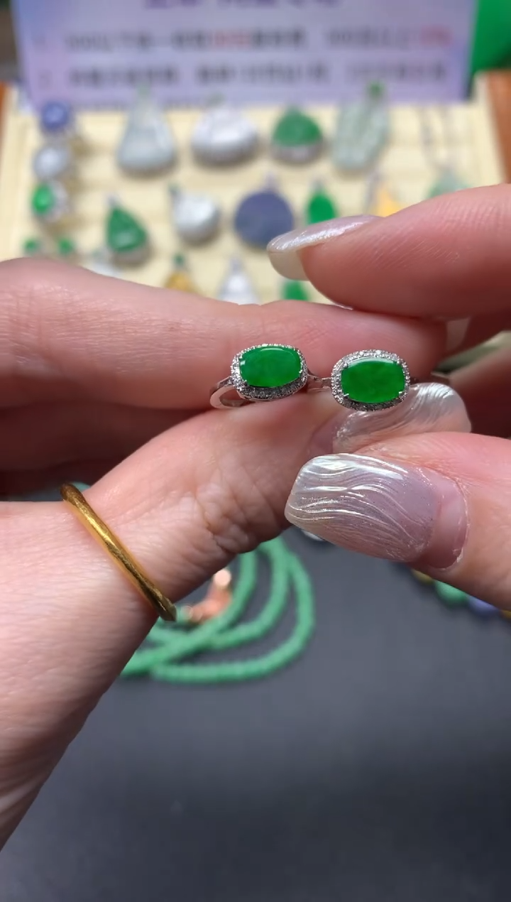 【闪购商品】翡翠耳饰18K金镶嵌耳饰|1800+180