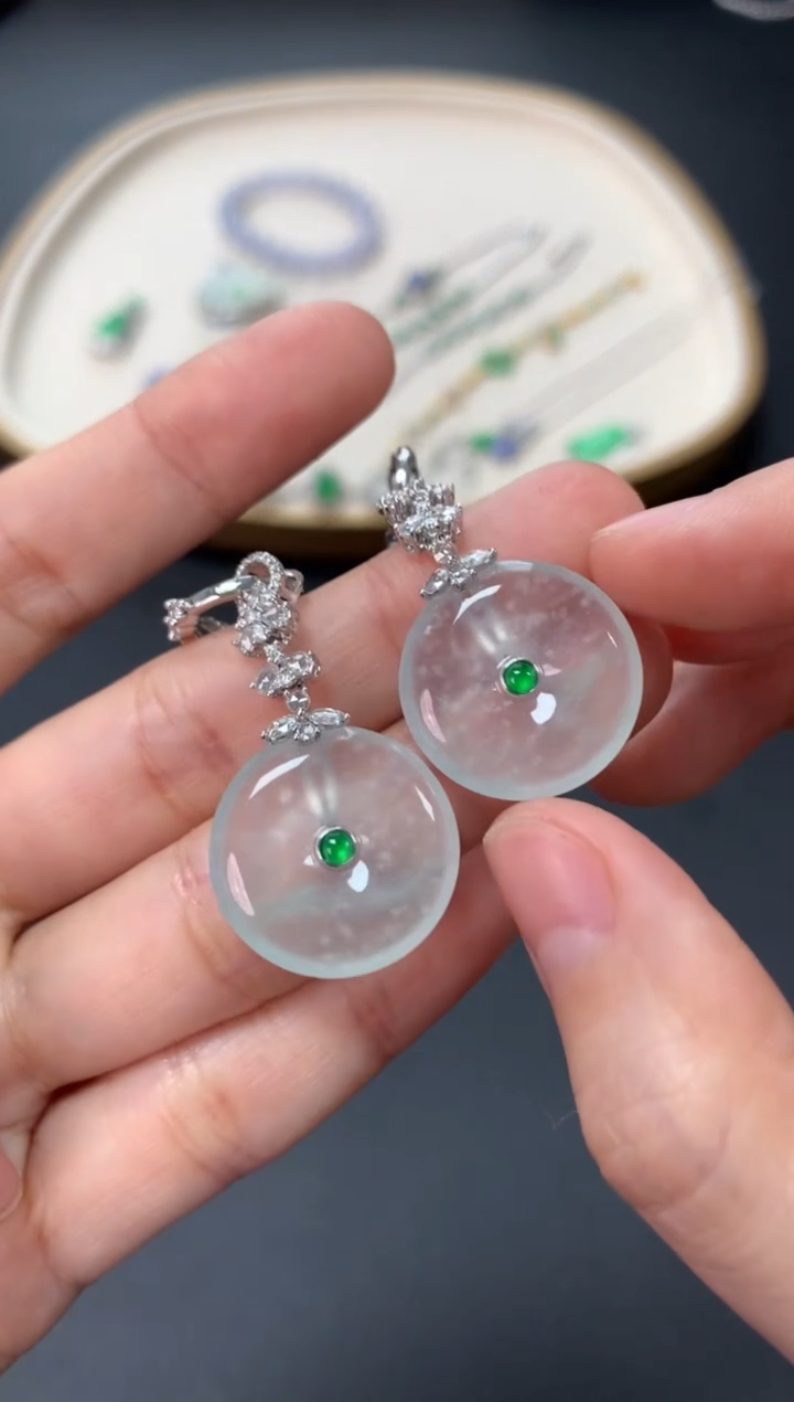 【闪购商品】翡翠耳饰18K金镶嵌耳饰39800