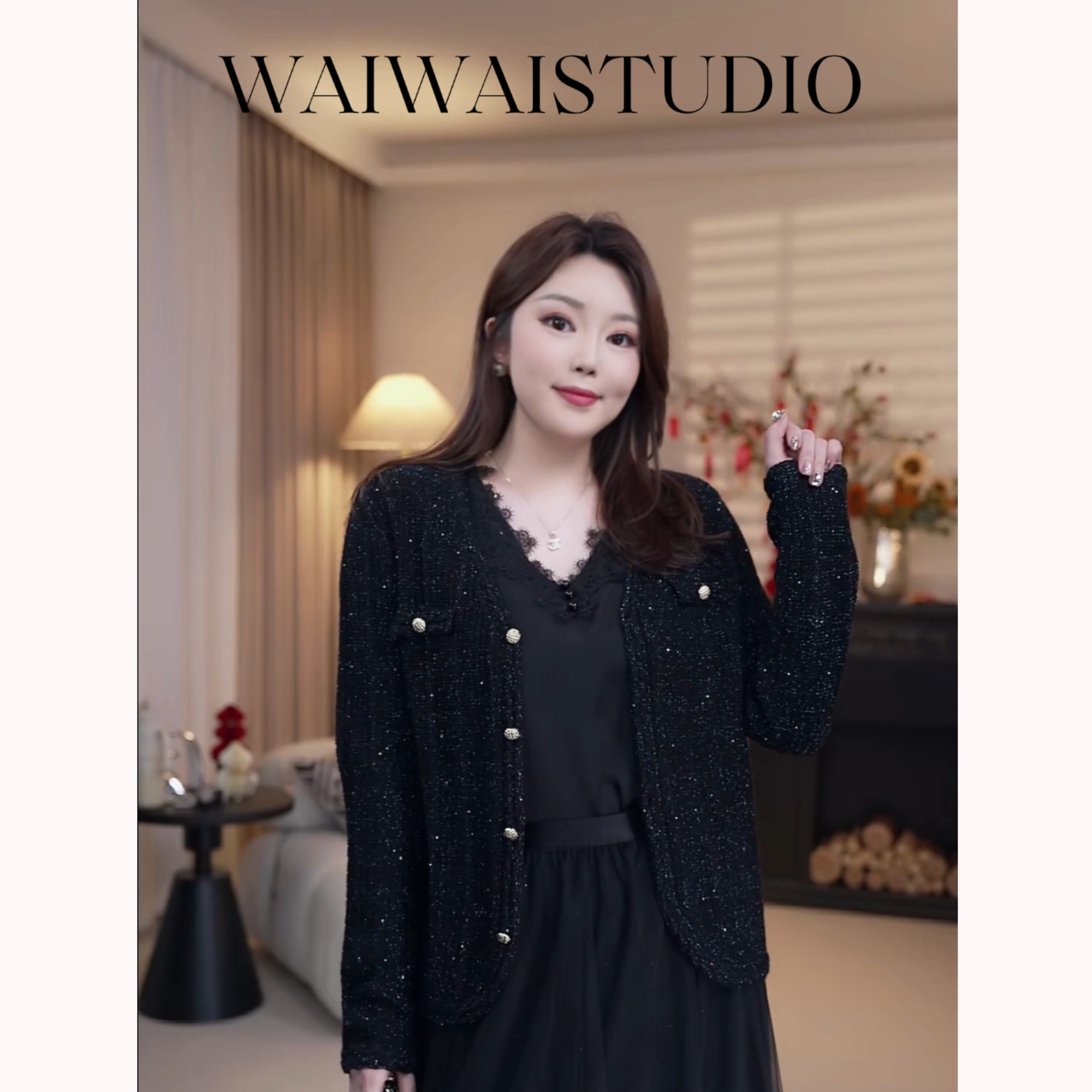 【心动降临】显瘦小香风时尚重工亮丝羊毛衫 25SL011