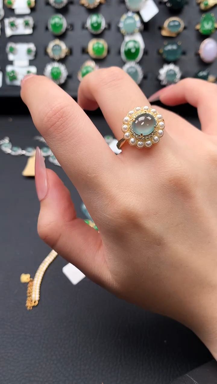【闪购商品】翡翠戒指银S925镶嵌61341
