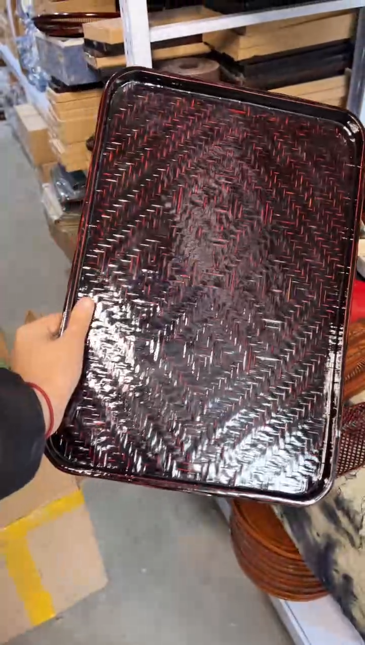 【闪购商品】蓝胎漆长方形38.5*26cm托盘