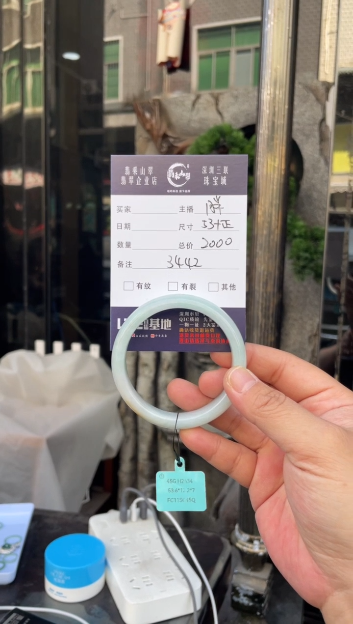 未镶嵌手镯翡翠W 53正圈 3442