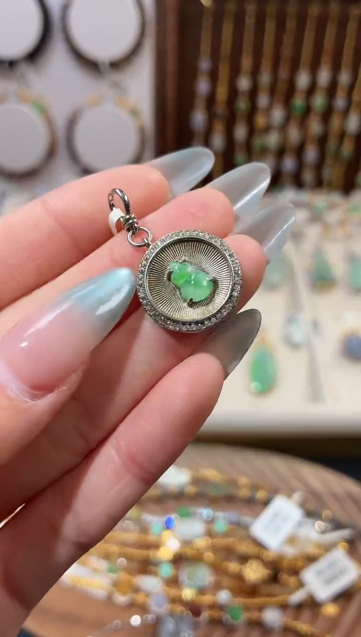 吊坠(不含链)银S925镶嵌翡翠吊坠