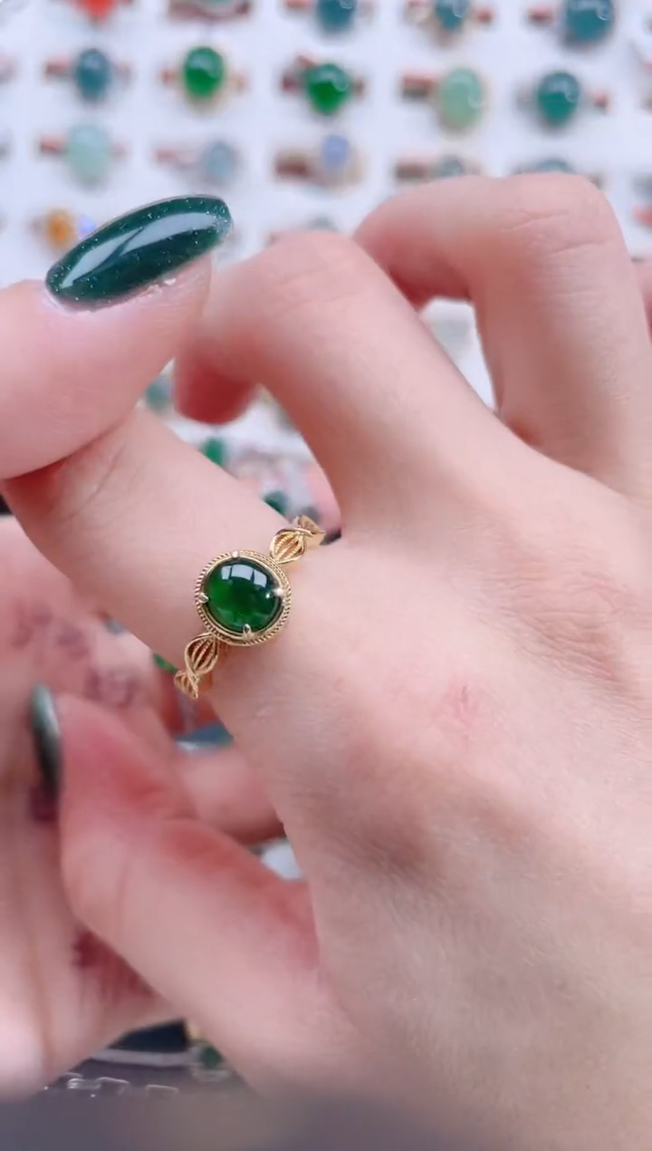 银S925镶嵌戒指翡翠天然翡翠