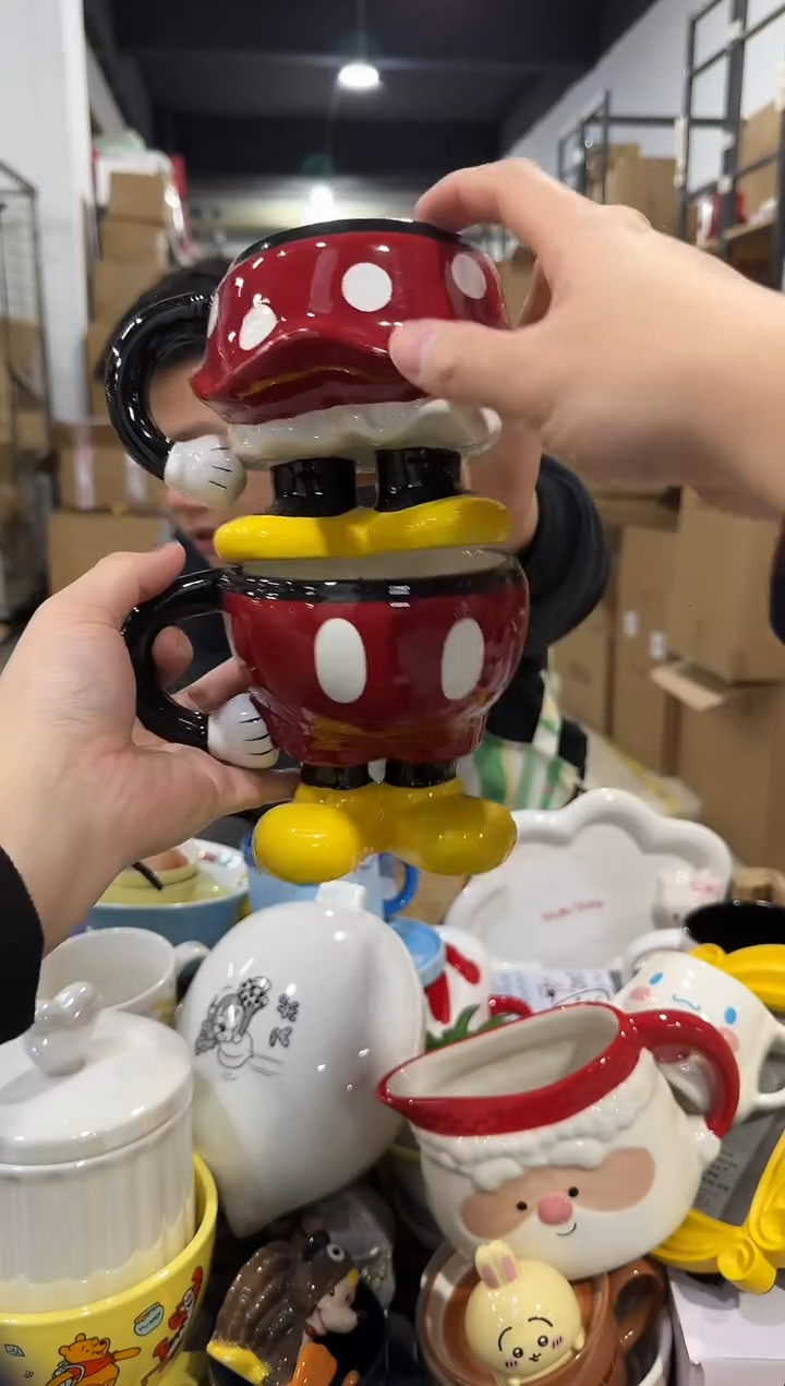 瓷片A款米奇米妮半身对杯