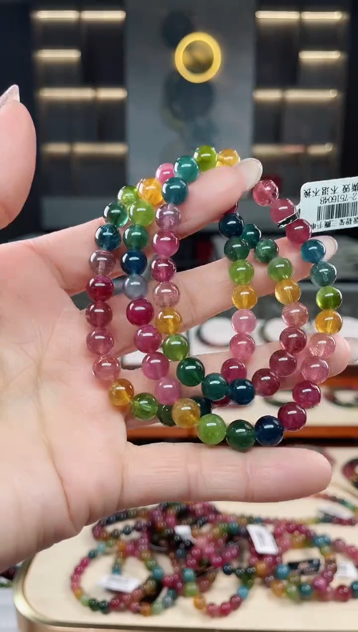 未镶嵌老矿碧玺三圈手串7mm+碧玺多样性发一条T