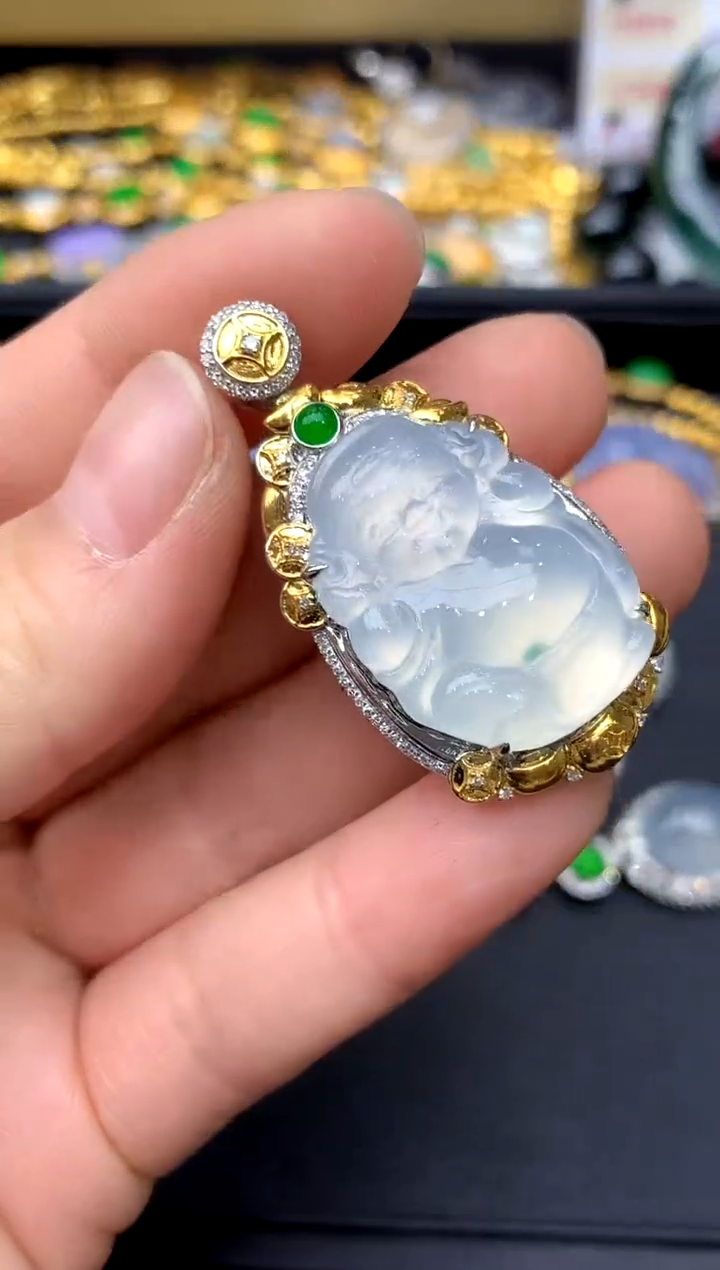 颈饰18K金镶嵌翡翠357 -中国好珍宝