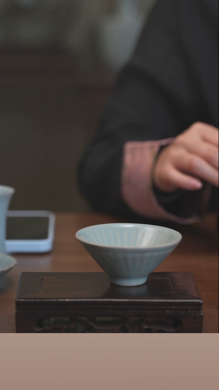 【闪购商品】清凉寺原产地仿古釉手工汝瓷斗笠杯