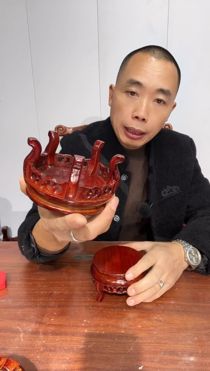 木买一送一香炉底座红11*12*7