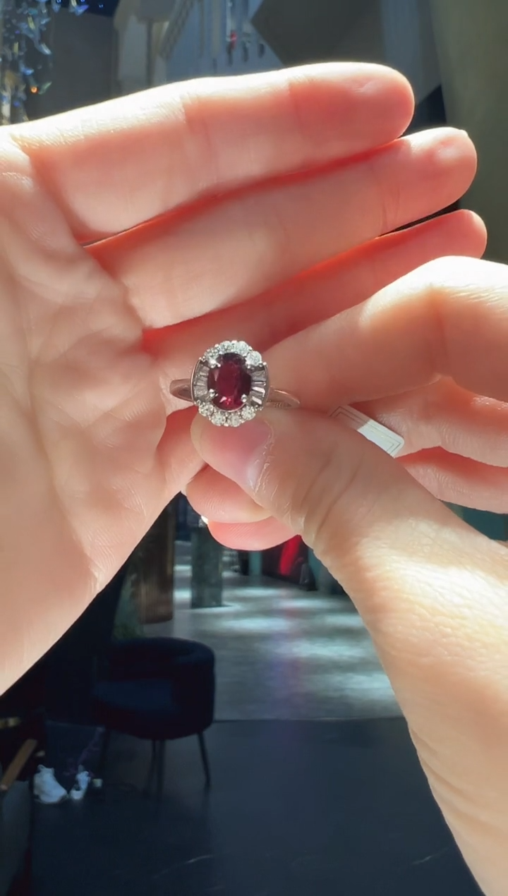 【闪购商品】石榴石戒指银S925镶嵌54】