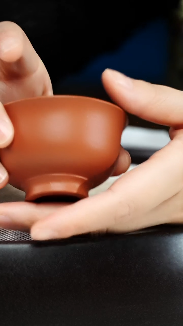 小红泥碗型加底主人杯