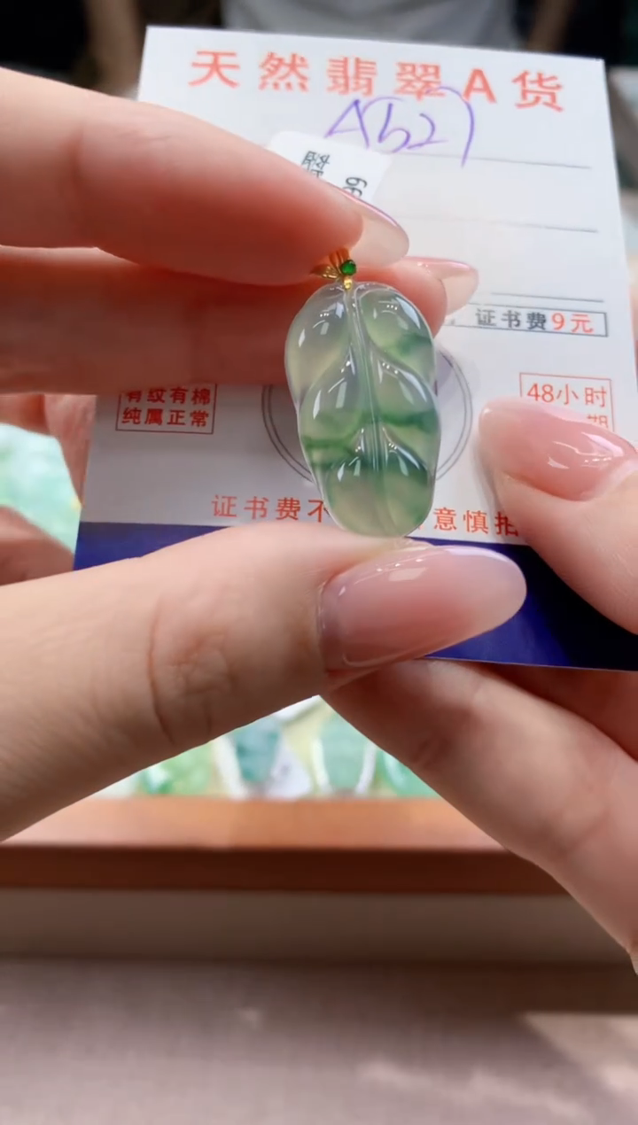 颈饰18K金镶嵌翡翠天然缅甸a货翡翠