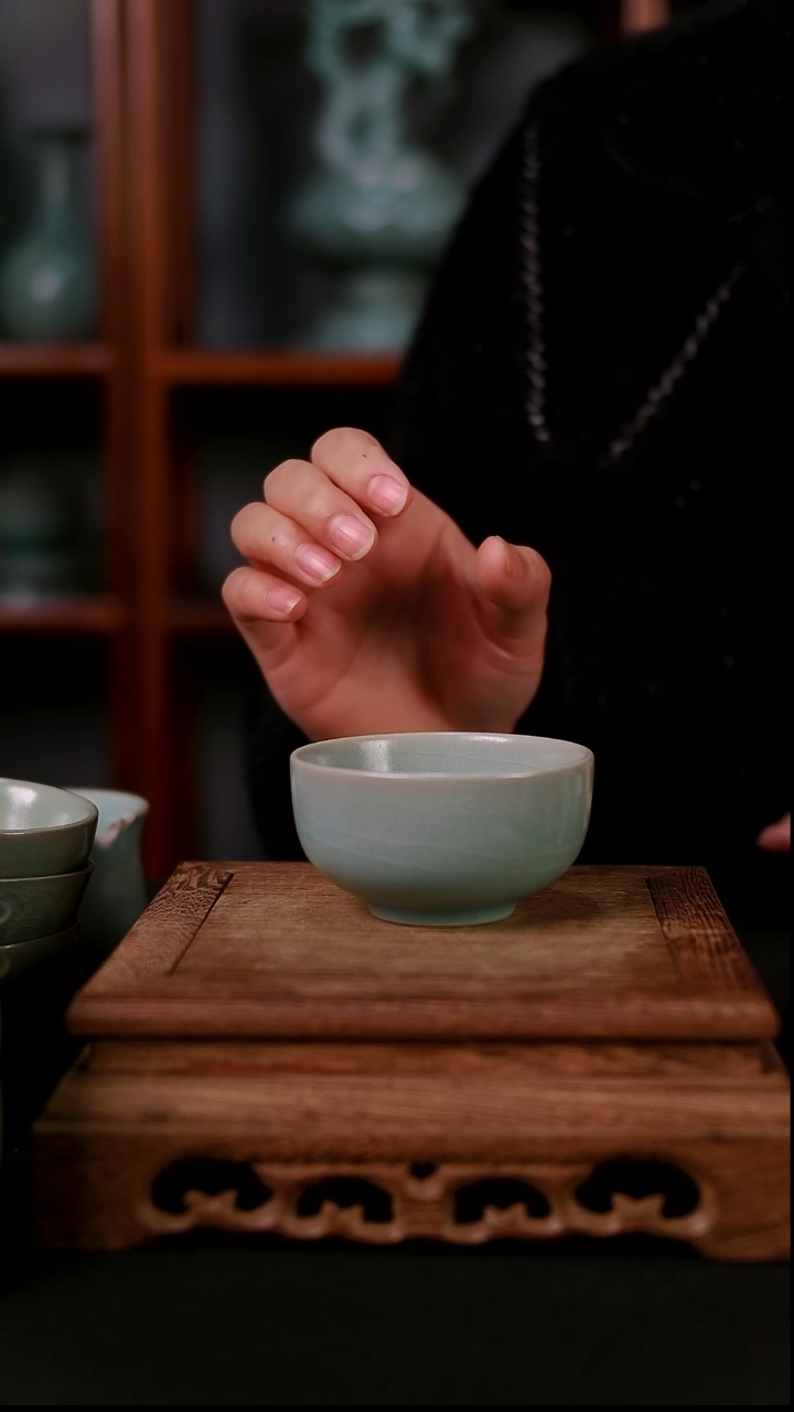 杯子陶青霁汝窑仿古釉   罗汉杯