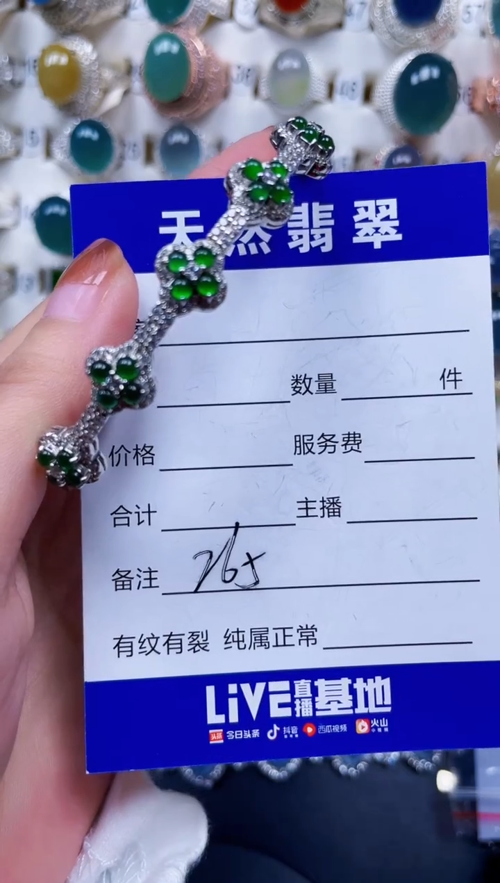 银S925镶嵌手镯翡翠265