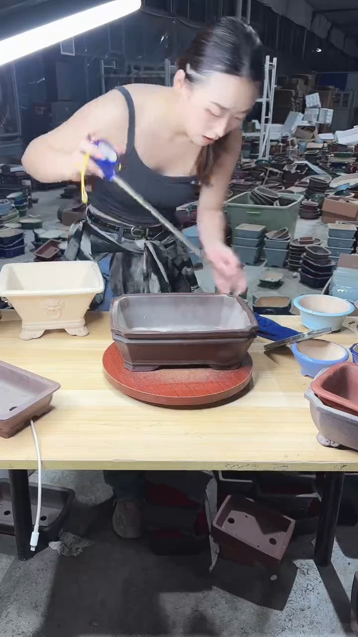 紫砂花盆浅草紫砂花盆微瑕