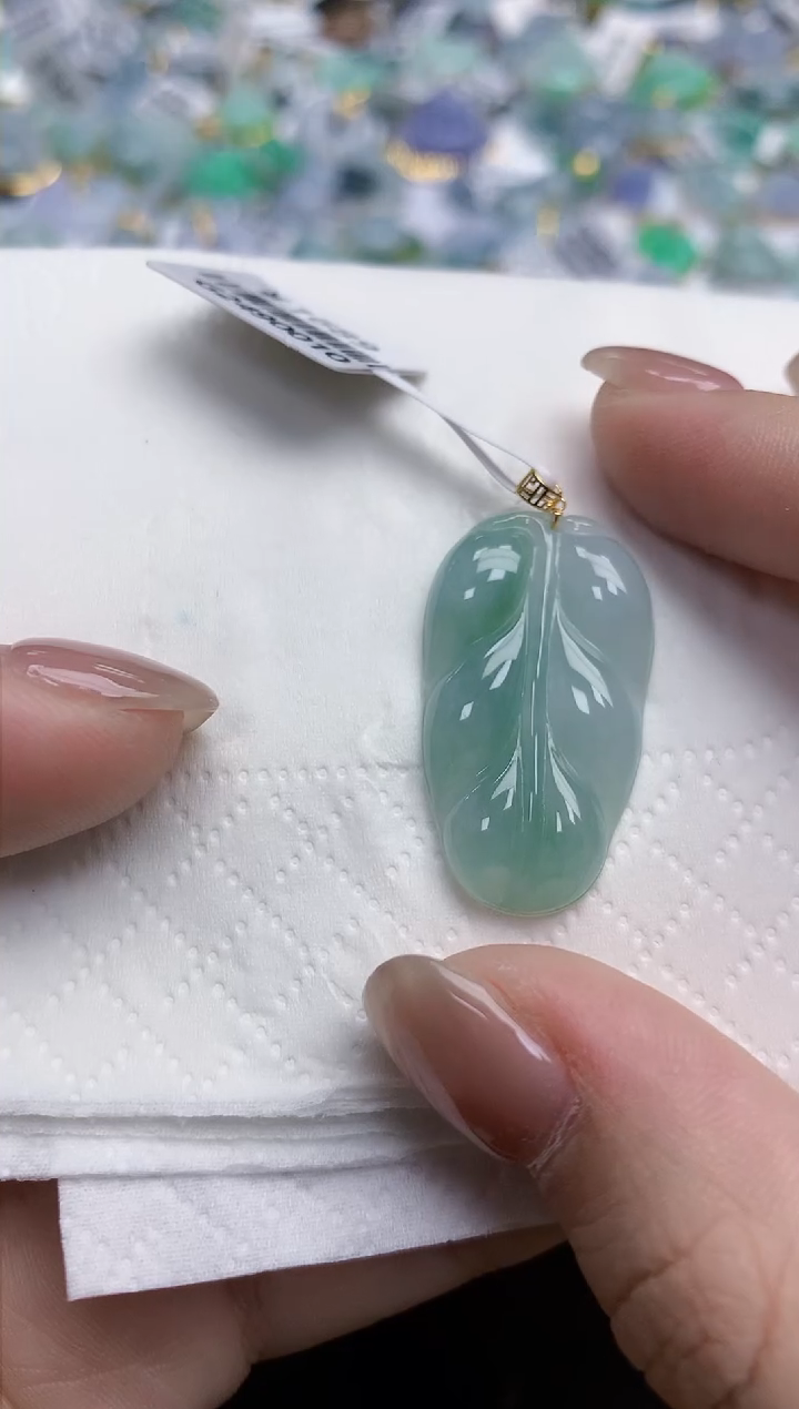 【闪购商品】翡翠颈饰18K金镶嵌天然缅甸翡翠A货