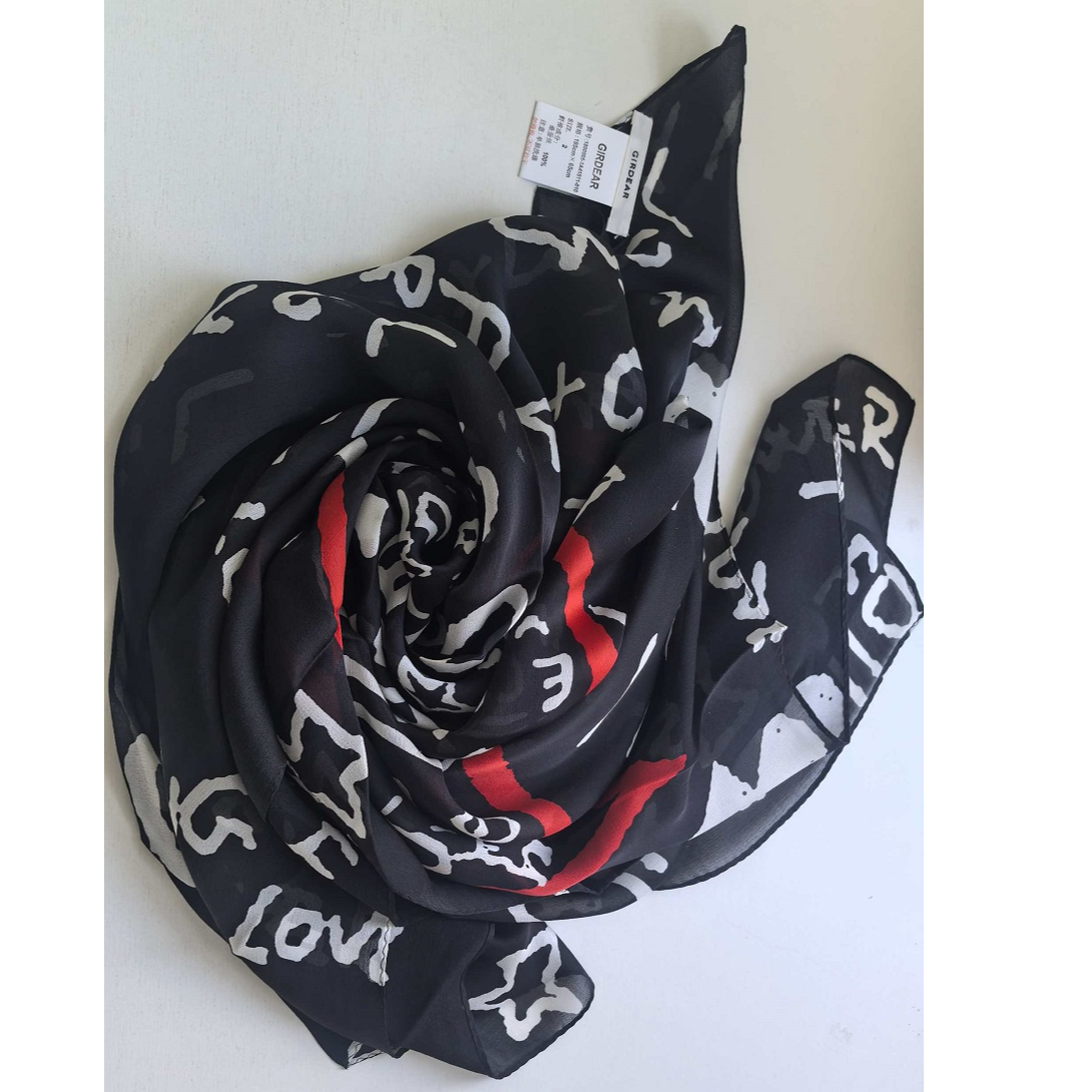 GIRDEAR/哥弟新款轻奢高档气质复古百搭造型印花丝巾1800005