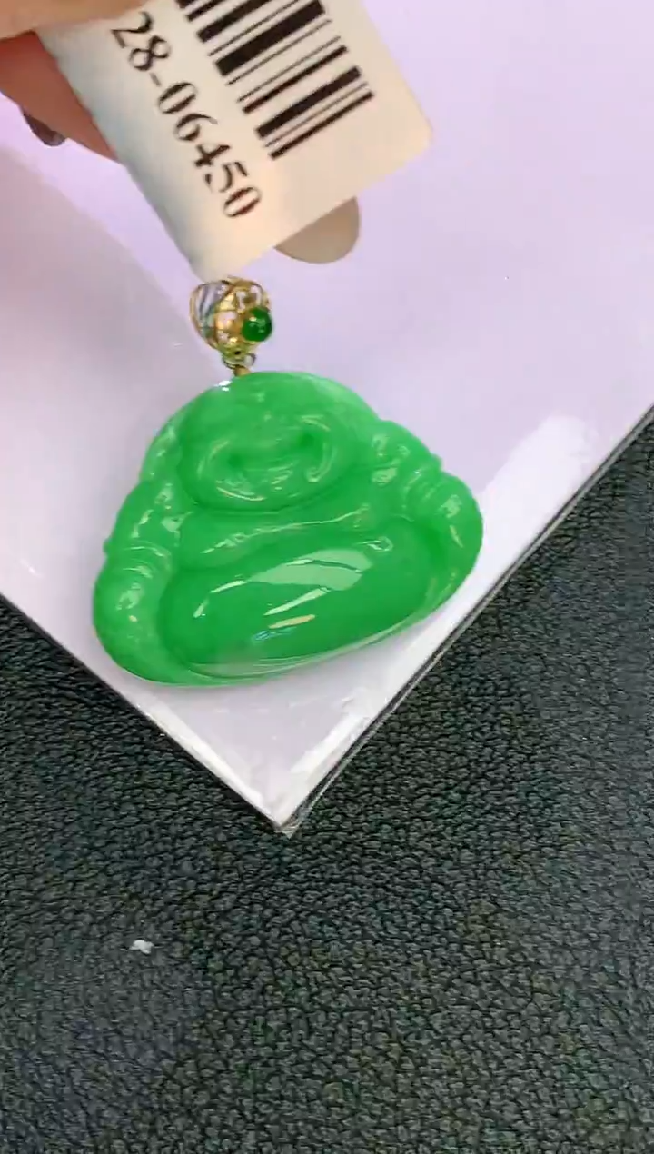 颈饰18K金镶嵌翡翠赠礼盒证书 麦麦