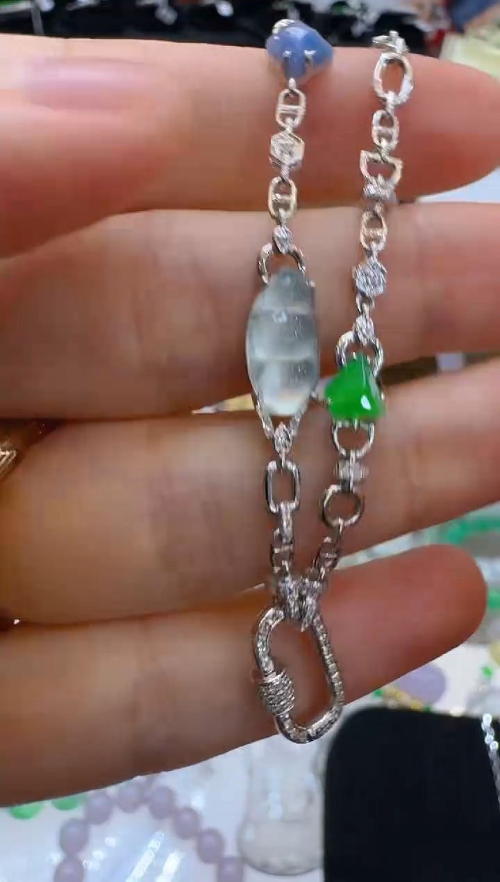 翡翠18K金镶嵌套链多样性团购发一件