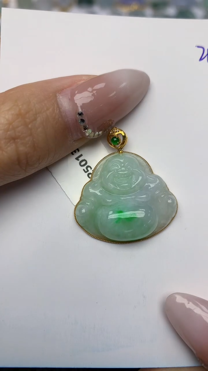 【闪购商品】翡翠颈饰18K金镶嵌天然翡翠A货