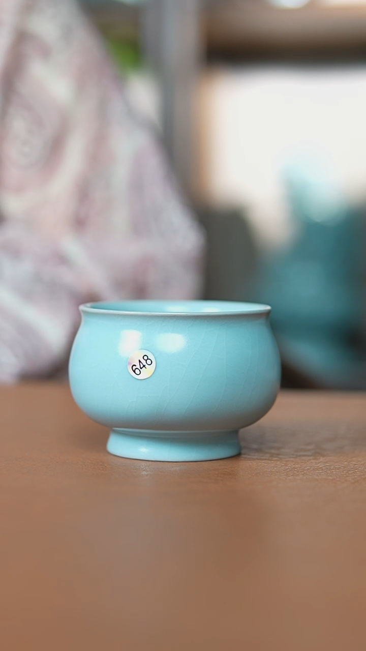 瓷片仿古宋臻釉高炉式杯瑕孤品648