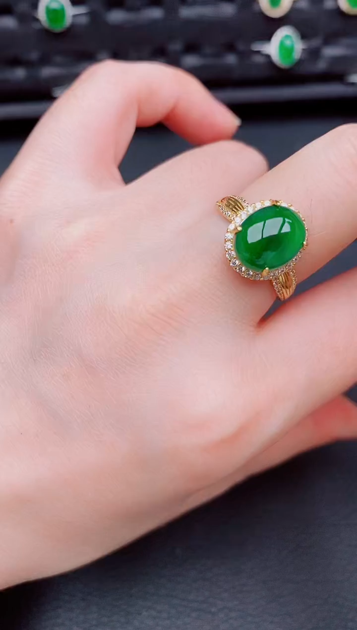 【闪购商品】翡翠戒指银S925镶嵌天然a货翡翠244