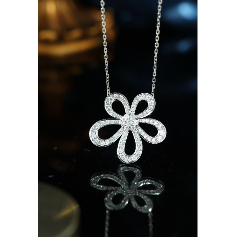 18K金满钻格桑花大花项链 CZ (定制品质48小时鉴赏期)