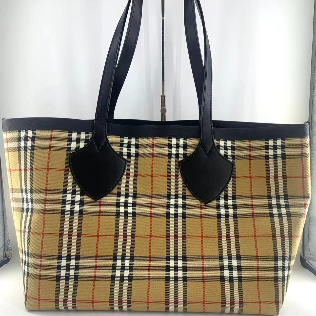 95新 BURBERRY/博柏利 格纹tote单肩包bwz