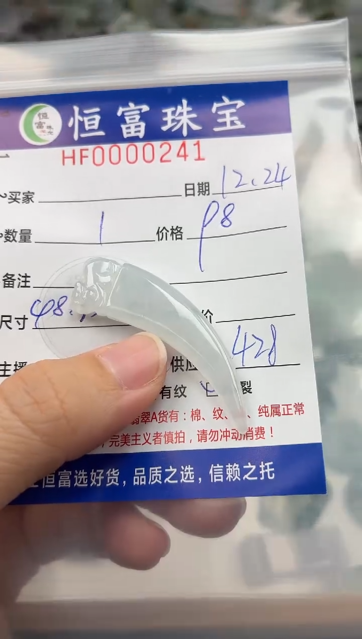 颈饰未镶嵌翡翠翡翠挂件48.7*4.7尺寸龙牙241