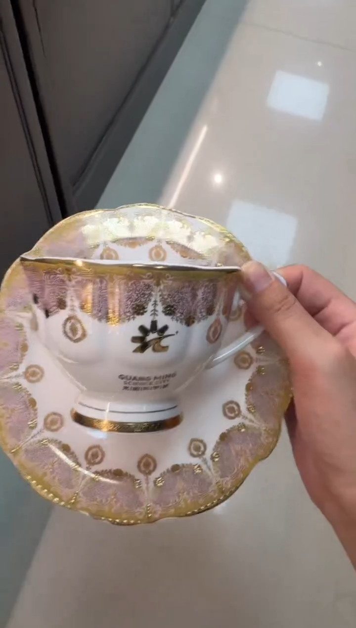 【闪购商品】瓷片200毫升杯碟 客户标 微瑕