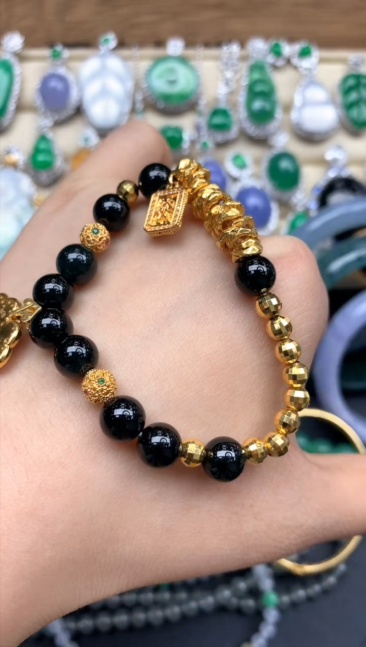 18K金镶嵌手链翡翠318-中国好珍宝