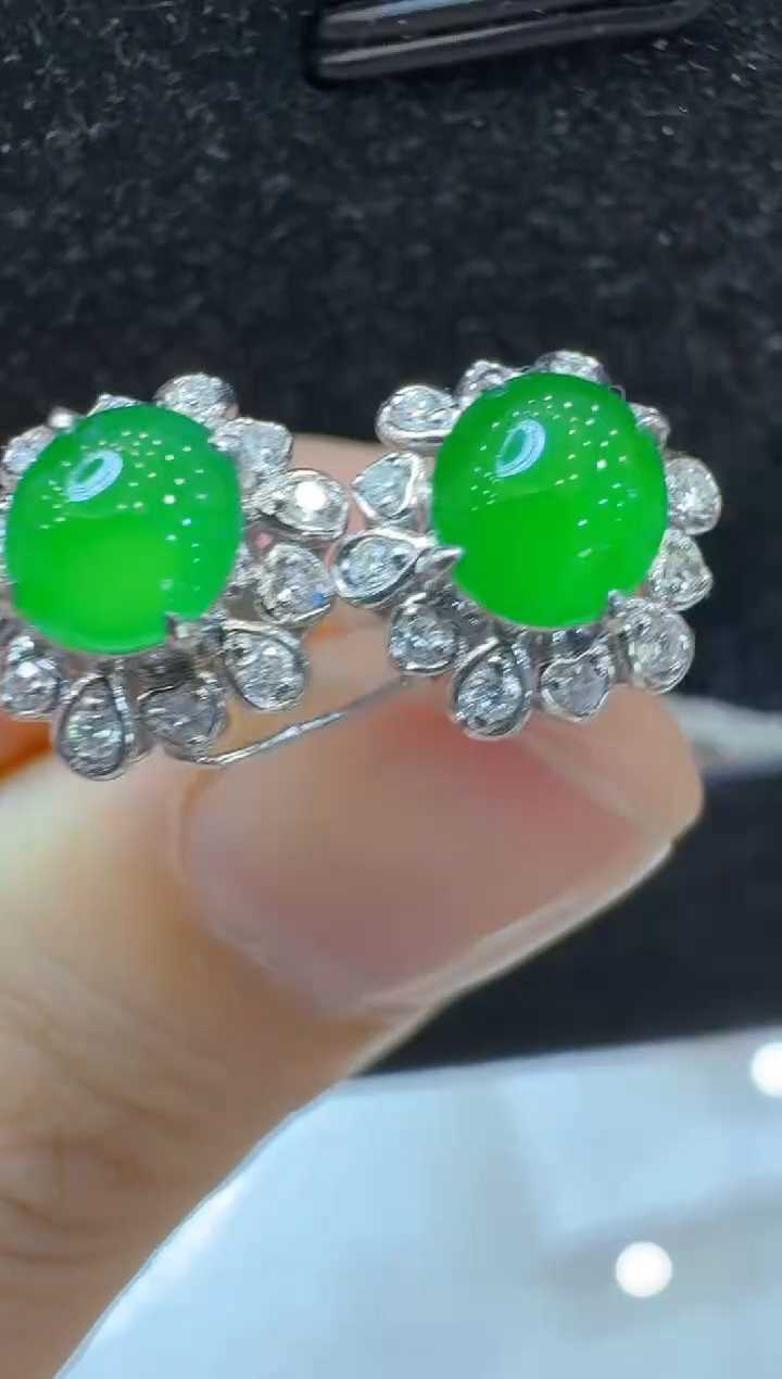 翡翠18K金镶嵌耳饰多样性团购发一件