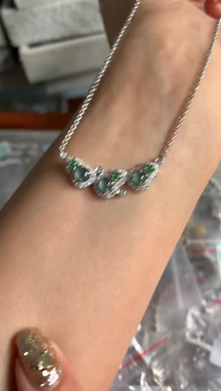 银S925镶嵌戒指翡翠项链