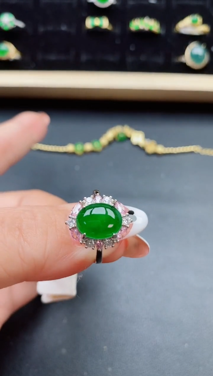 【闪购商品】翡翠银S925镶嵌戒指21321