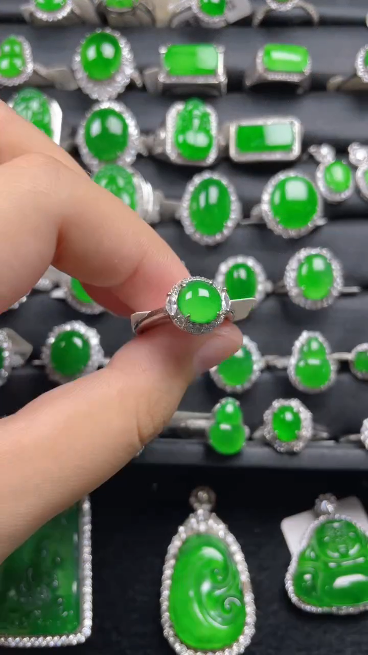 银S925镶嵌戒指翡翠翡翠