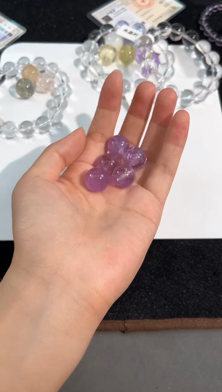 水晶手链未镶嵌82号仙女紫单颗配件15mm