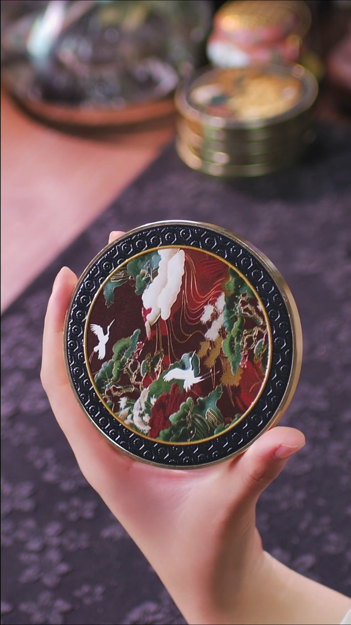 壹藏贰宝闲云野鹤图案铜圈杯垫一片