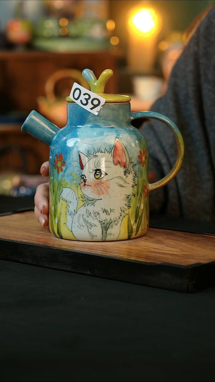 杯小**呀手绘心瓷陶瓷浮力微瑕介意勿拍