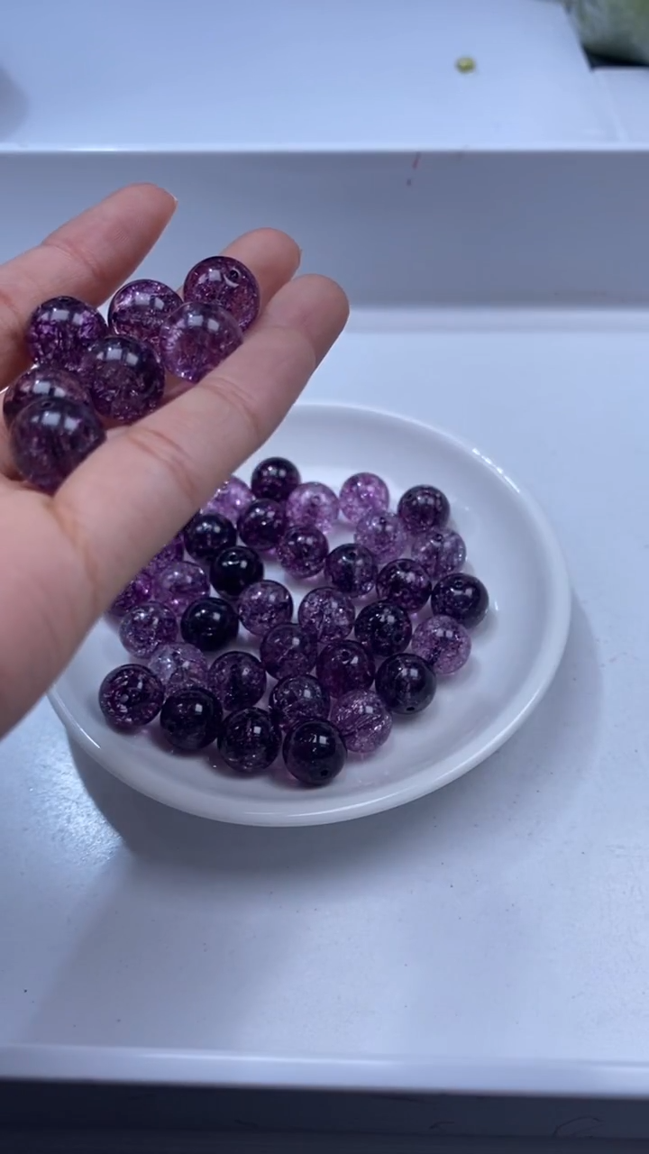 颈饰未镶嵌水晶W1696乌梅紫色碧玺12mm*5颗